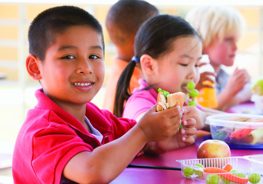 Kindergarten Children Eating Lunch