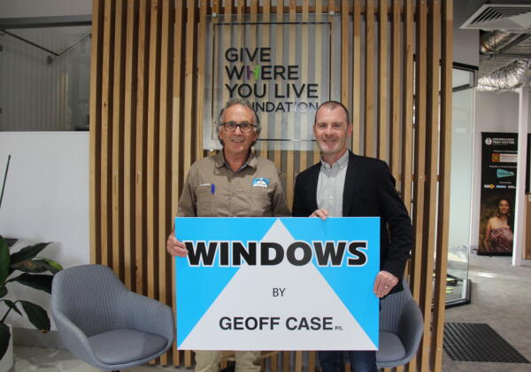 Give Where You Live and Geoff Case windows